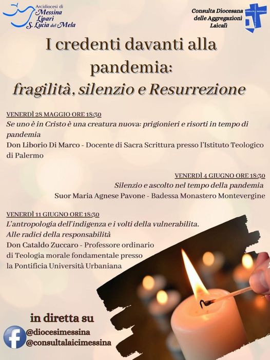 Messina, Consulta diocesana delle aggregazioni laicali. I credenti davanti alla pandemia: fragilità, silenzio e Resurrezione